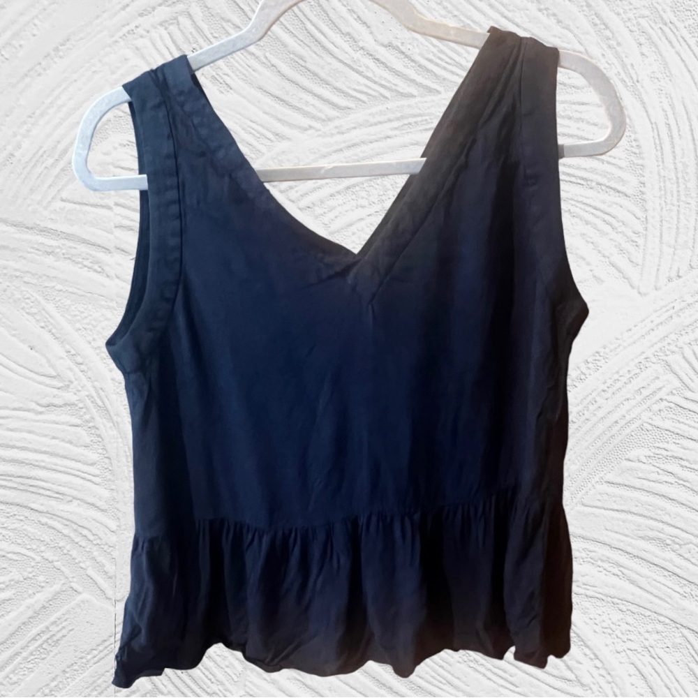 Loft Navy Blue ruffle tank top